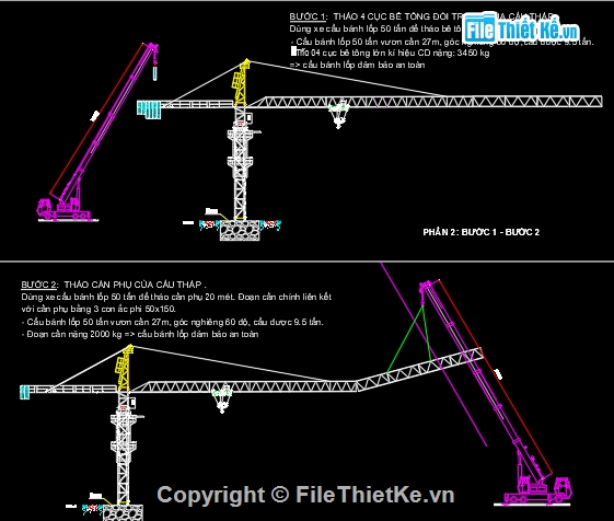 Bản vẽ Biện pháp thi công tháo cẩu tháp,Quy trình tháo cẩu tháp nhà cao tầng,Thuyết minh Biện pháp thi công tháo cẩu tháp,Bản vẽ biện pháp lắp dựng cẩu tháp,Cách tháo cần trục tháp Cẩu tháp
